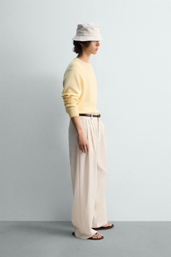 ZARA СВИТЕР ИЗ РЕЛЬЕФНОГО ХЛОПКА, ЖЕЛТЫЙ