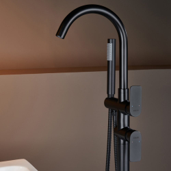 Смеситель для ванны Black&White напольный свободностоящий, черный матовый (UK8320B)