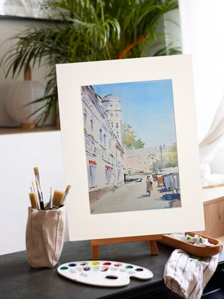 Картина авторская акварельная в паспарту 30х40 см на стену для интерьера "Климентовский переулок"