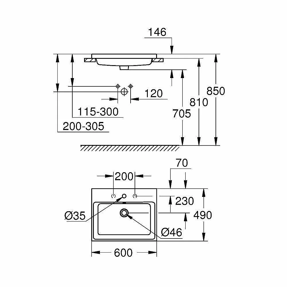 Раковина встраиваемая Grohe Cube Ceramic 60,5 3947900H белая