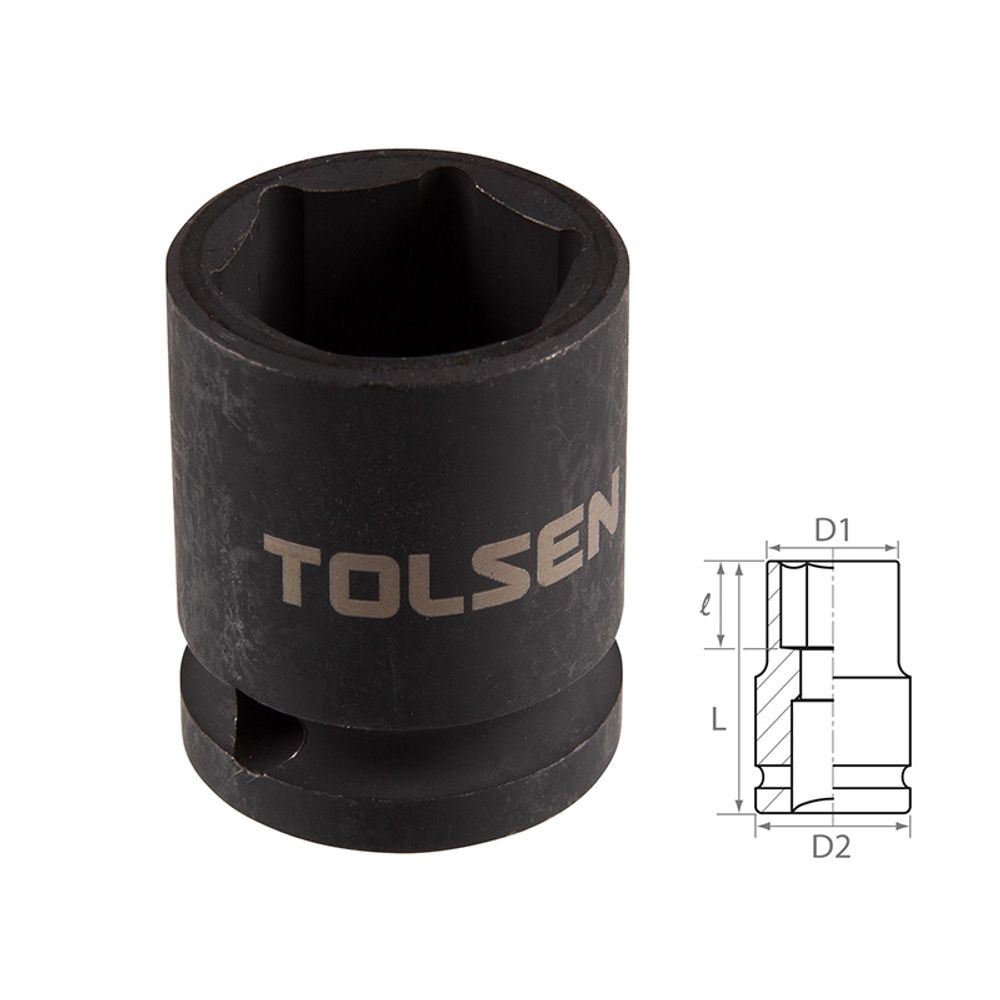 TOLSEN (TT18221) Головка торцевая ударная шестигранная 1/2", 21 мм