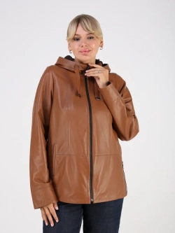 Кожаная куртка демисезонная с капюшоном