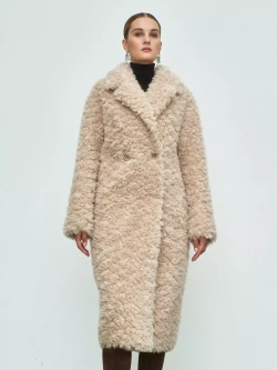Шуба женская чебурашка тедди эко, светло-бежевая, SilverFox