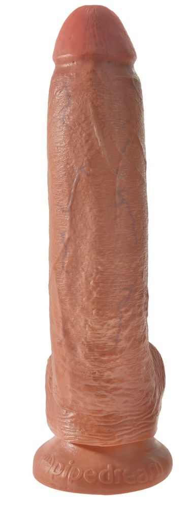 Фаллоимитатор King Cock реалистик, с мошонкой, темный, 23 см