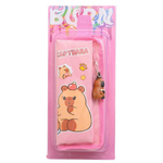 Пенал-косметичка Basir без наполнения, 21*8*5.5 см, серия "Капибара", с боковым карманом и брелоком, ассорти