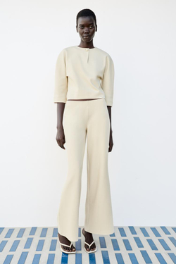 ZARA БРЮКИ ПАЛАЦЦО, ЭКРЮ