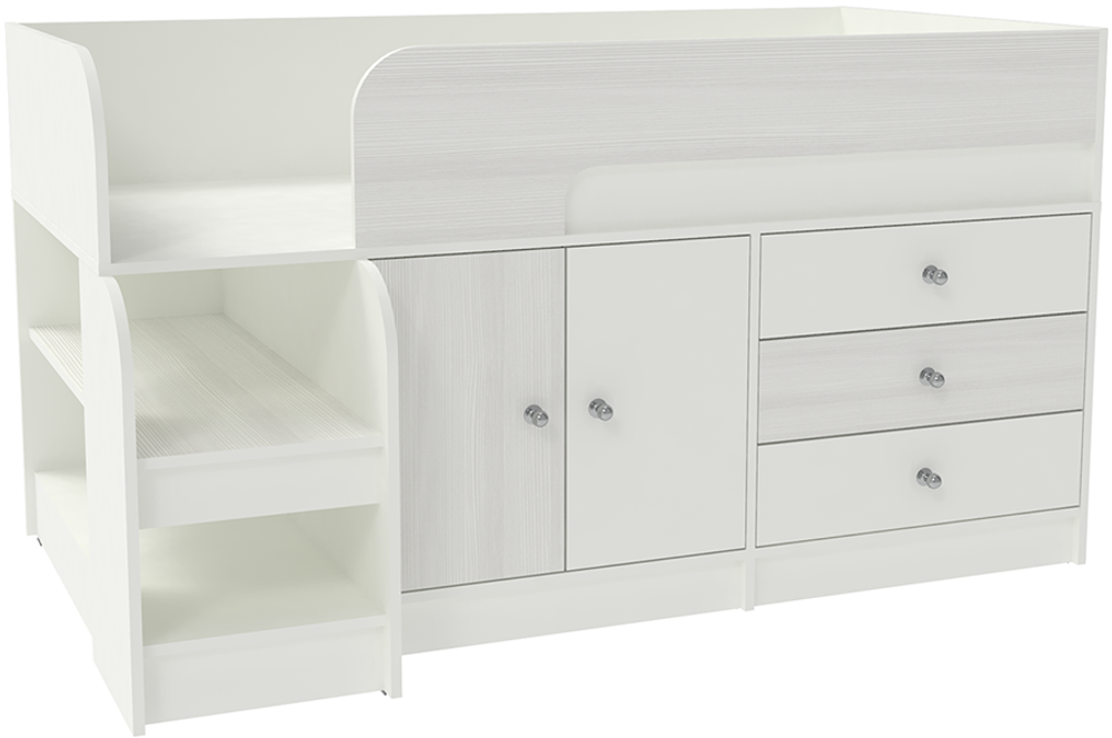 Кровать-чердак КарИВи Астра 9, 1 Белый  Белое Дерево