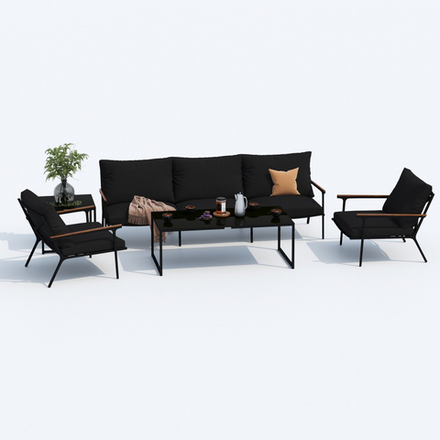 Лаунж зона Ideal Patio ФЕСТА черная с трехместным диваном