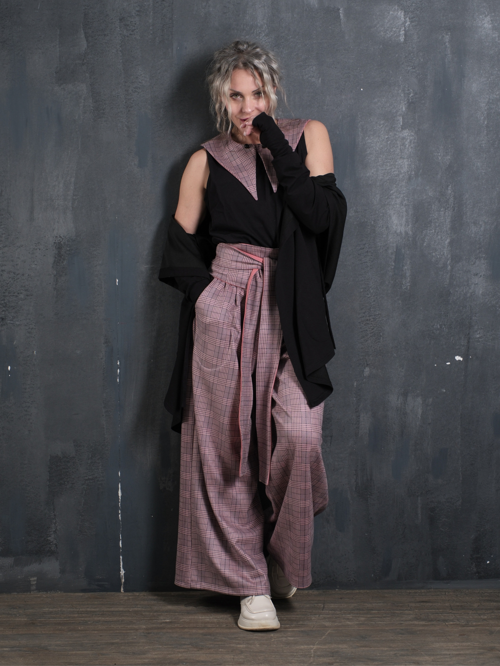 Палаццо  + кушак/ клетка персик