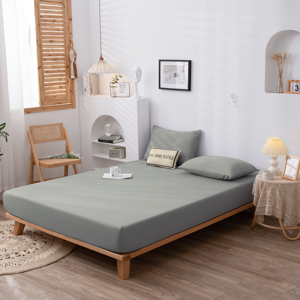 Комплект постельного белья Однотонный Сатин на резинке CSR023