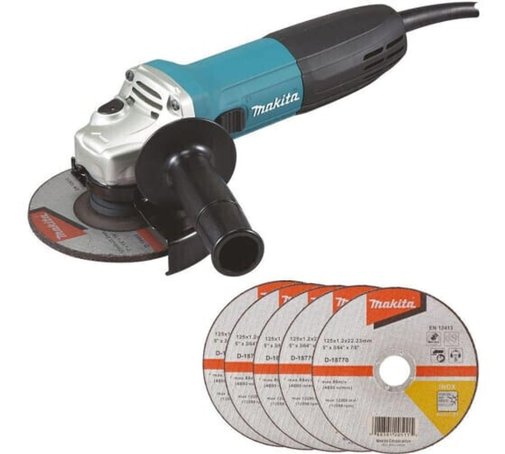 Шлифовальная машина угловая Makita GA5030RX9 с дисками D-18770 в комплекте