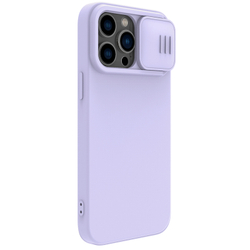 Чехол с шелковистым силиконовым покрытием от Nillkin для iPhone 14 Pro, серия CamShield Silky Silicone Case с защитной шторкой для камеры, цвет пурпурно-синий Misty Purple