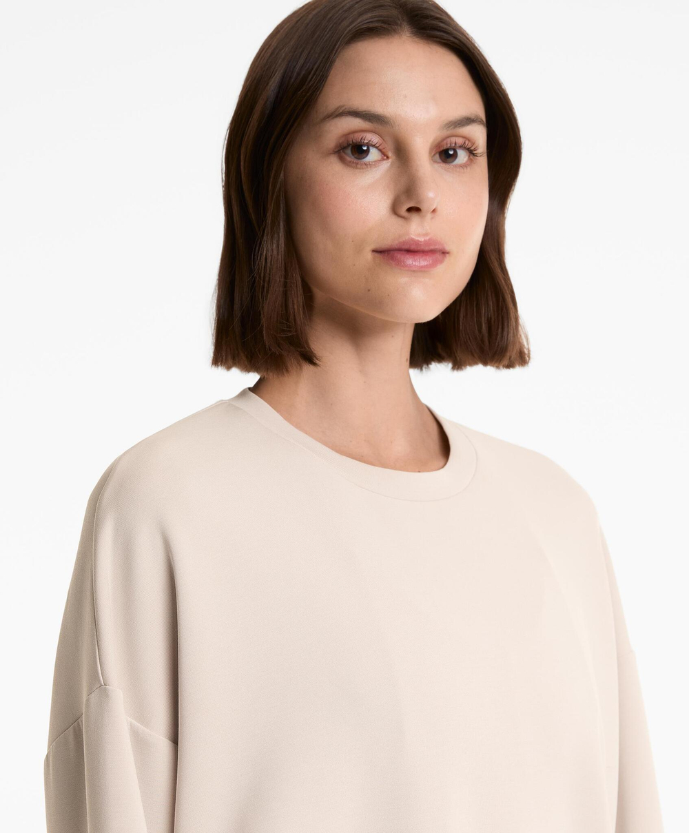 Oysho Толстовка укороченная с перекрещивающейся спинкой и модалом, серо-бежевый