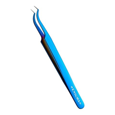 Пинцет Мини-L изогнутый 90° Enigma (Blue metallic, с ручной заточкой extra-sharp)