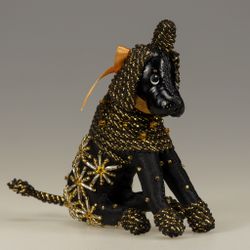 Бисерная ёлочная игрушка Пудель