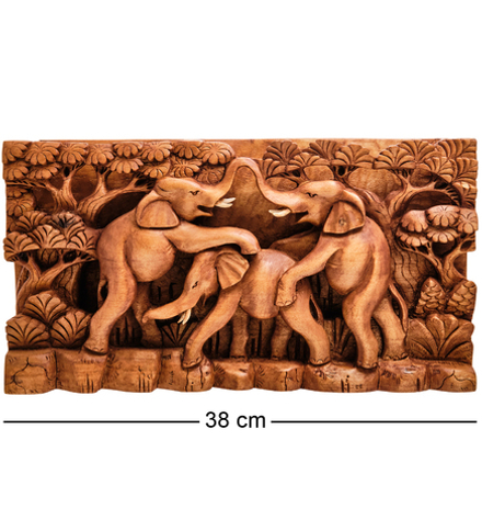 17-014_C Панно резное «Слоны» (суар, о.Бали)