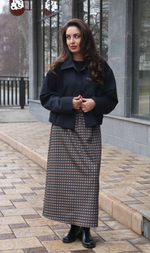 Юбка с поясом в гусиную лапку