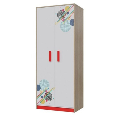 Шкаф для одежды Фантазия, 800х520х1995, Дуб ривьера/Бело-Красный