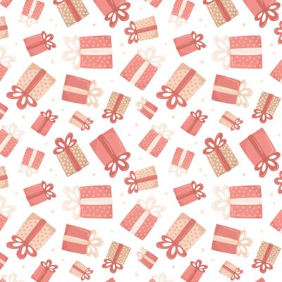 Подарки, коробки с бантами в горошек