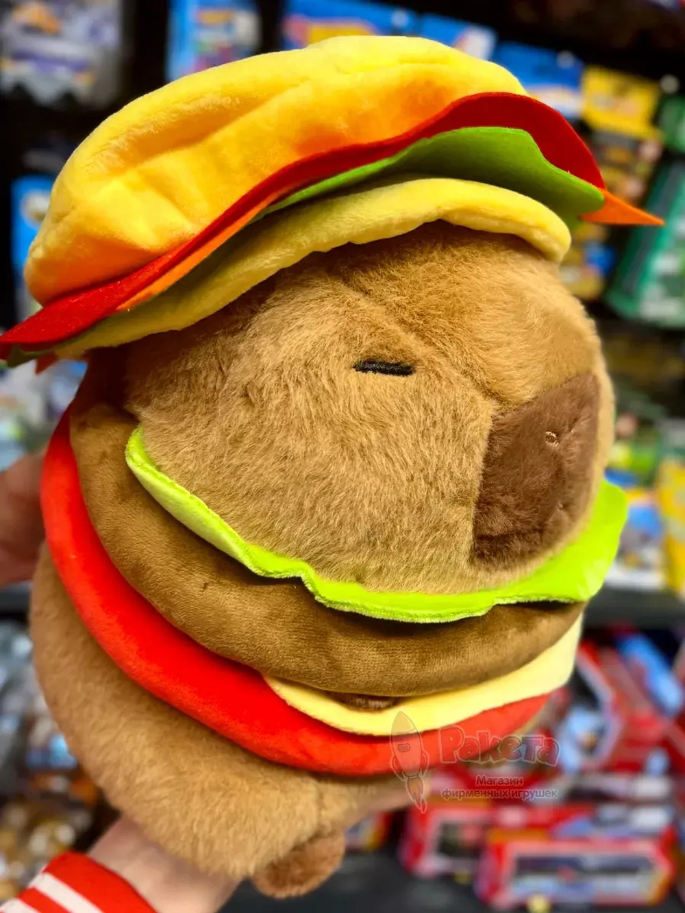 Мягкая игрушка Капибара бургер плюшевая Capibara