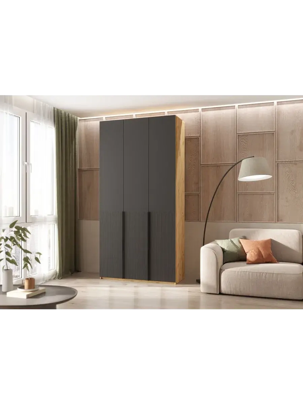 Шкаф для одежды 3 створки Браш Графит 120х51х240