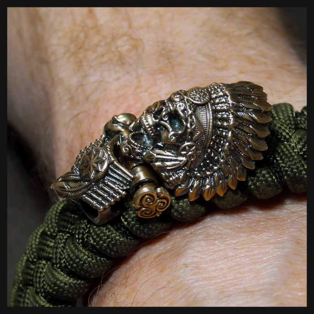 Замок для браслета из паракорда или кожи "Вождь индейцев " бронза