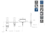 Смеситель в борт ванны термостатический с каскадным изливом и ручным душем TZAR 343303TM