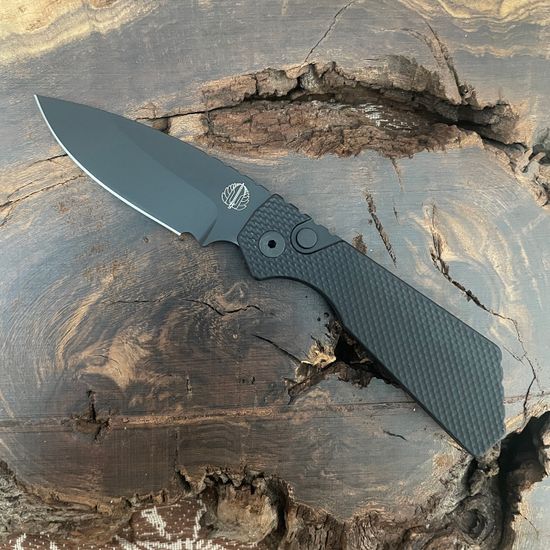 Автоматический нож PTPT207 Strider PT - черн. текстур. алюм. рук-ть, черн. клинок Magnacut
