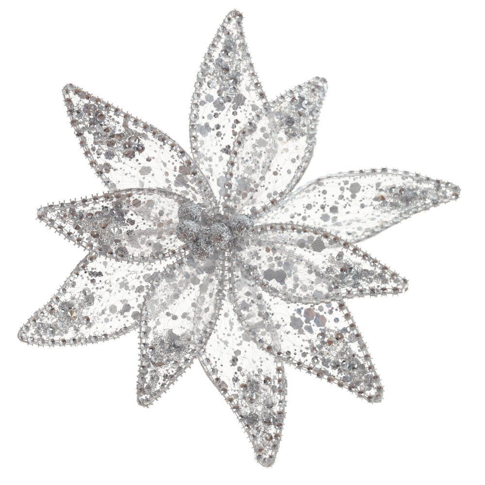 GAEM Цветок исскуственный "Пуансеттия" (на клипсе), L24 W24 H12 см