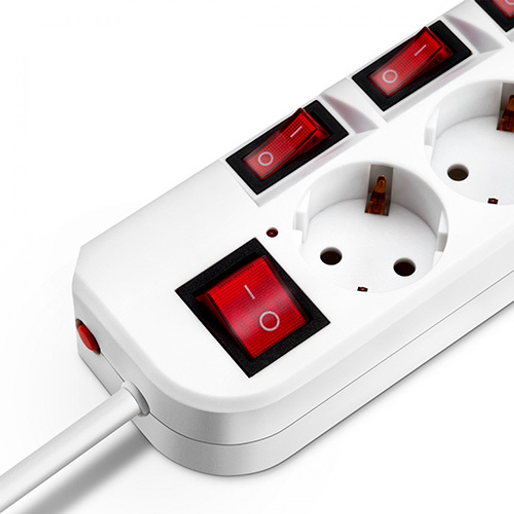 BURO Сетевой фильтр 5 розеток (500SH-3-SW-W) 3м, белый коробка {1159729}