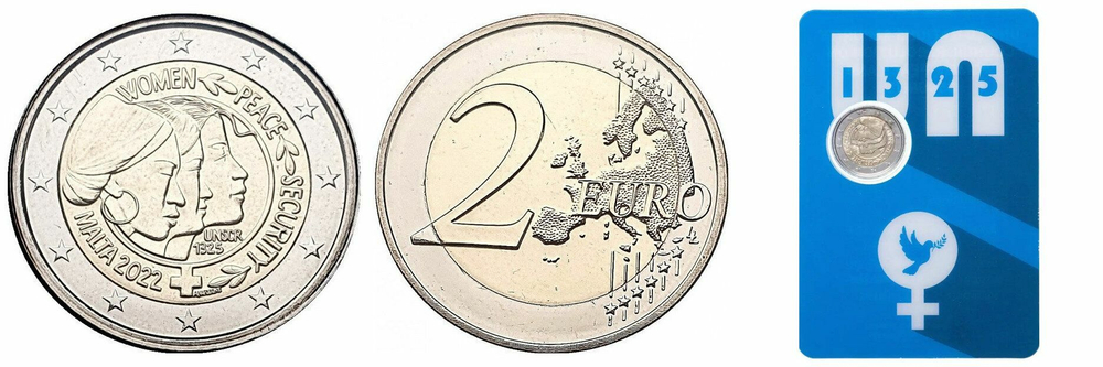 Мальта 2 евро 2022 Резолюция Совета Безопасности ООН 1325 о женщинах, мире и безопасности UNC
