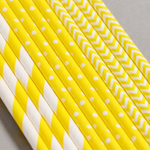 Трубочки бумажные Желтый микс 20 см 12 шт.
