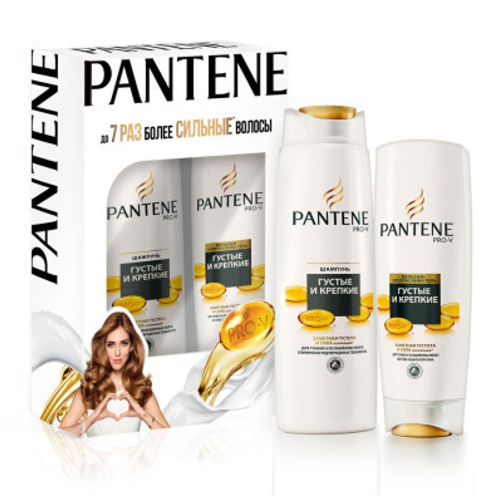 ПН PANTENE Шампунь Густые и крепкие 250мл + Бальзам-ополаскиватель Густые и крепкие 200мл