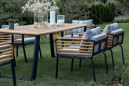 Обеденная группа из алюминия Joygarden АУРА, Gunmetal (темно-серый), светло-серый