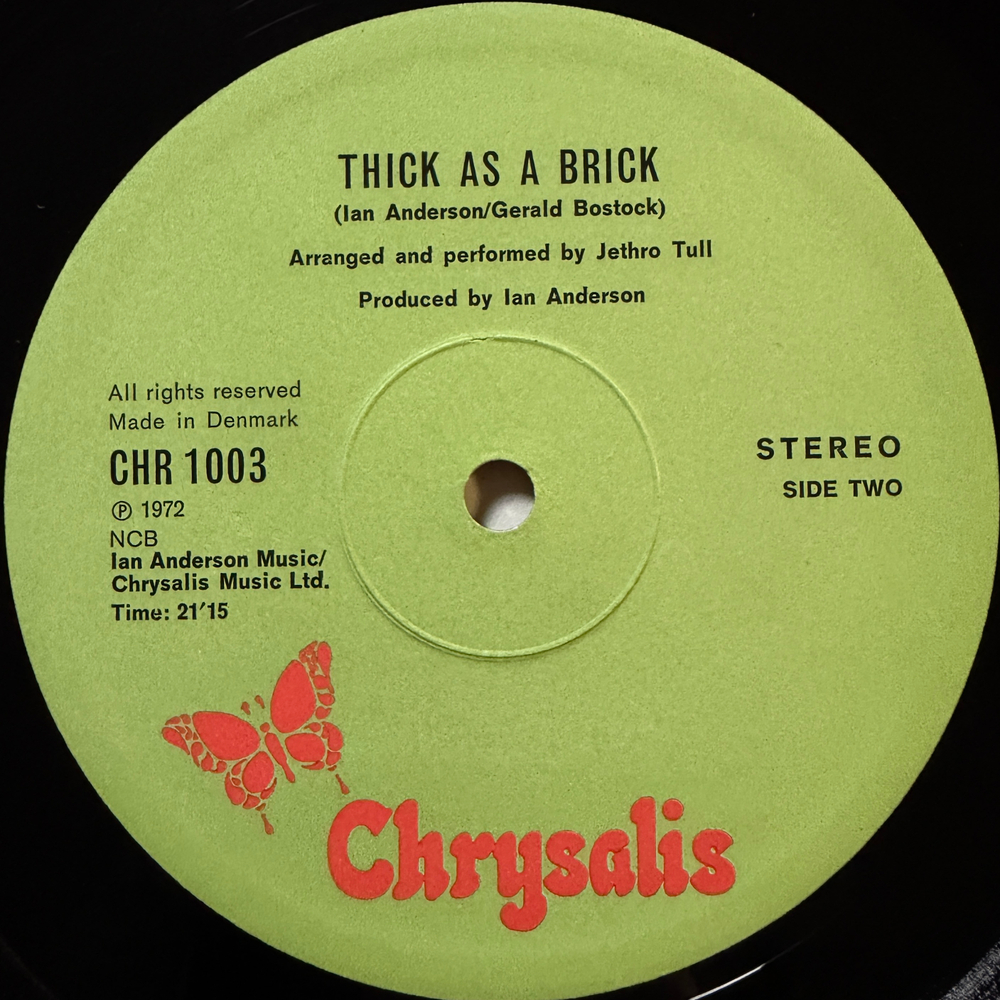 Jethro Tull ‎– Thick As A Brick (Дания 1972г.) Т