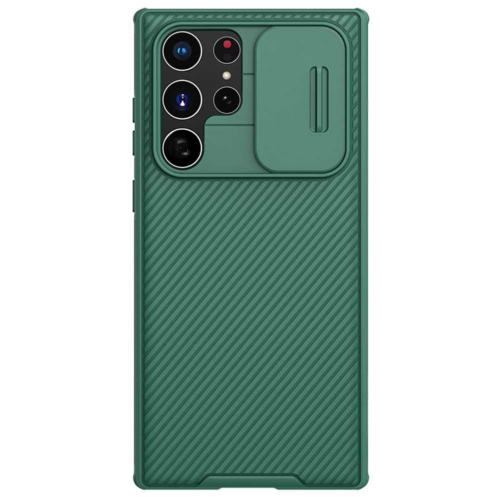 Чехол зеленого цвета от Nillkin для Samsung Galaxy S22 Ultra, с защитной шторкой для задней камеры, серия CamShield Pro Case