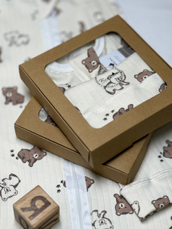 Набор "Мишка Топтыжка" (Пеленальный кокон + Шапочка Узелок)