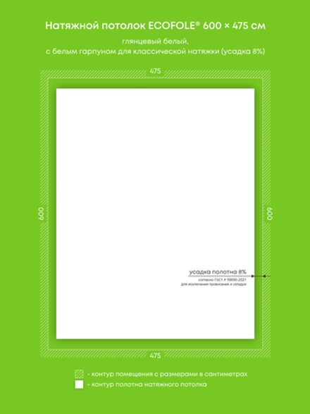 Глянцевый натяжной потолок 28.5 м2