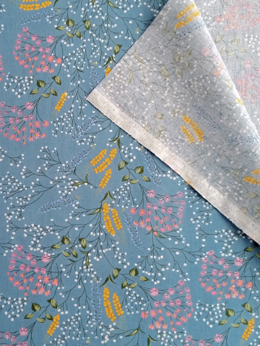 Ткань бязь плательная, рис. "Полевые цветы", ширина 150 см, арт. 984