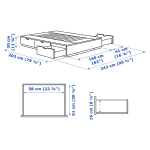 Каркас кровати с контейнером и матрасом - IKEA NORDLI, 200х160 см, черный, НОРДЛИ ИКЕА