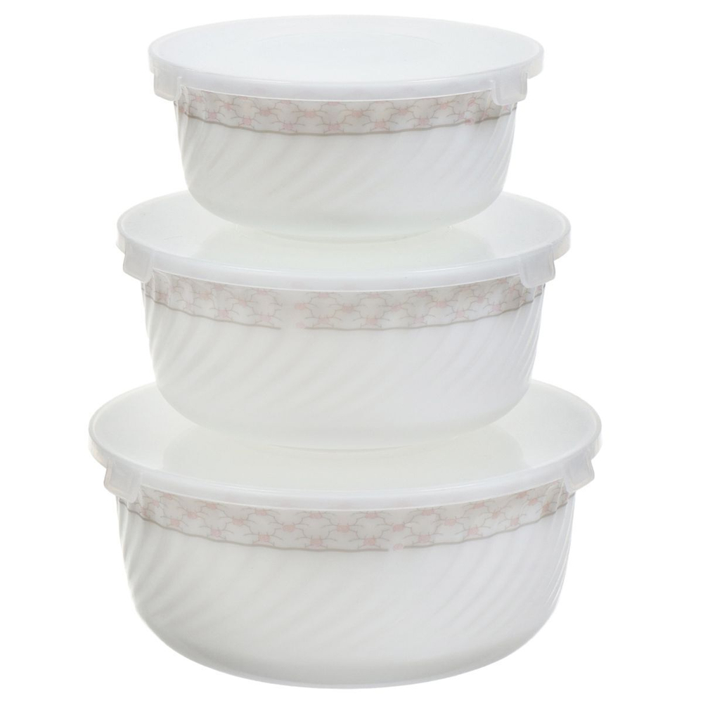 Салатник стеклокерам, кругл, 3 шт, 19,16,14 см, с крыш, Ажур HDW3T-P, Daniks, 16178 HDW3T-P