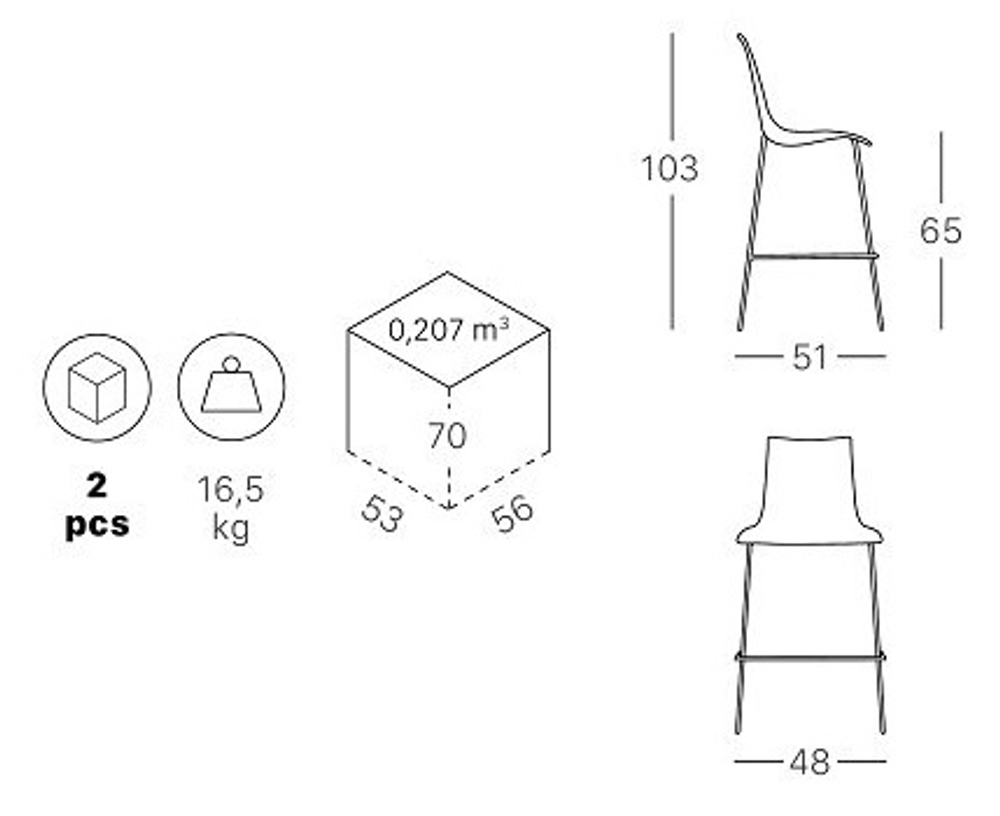 Стул полубарный пластиковый, Scab Design Wave, лен