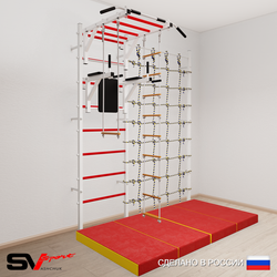 Шведская стенка Sv Sport усиленная 64940 (Турник рукоход/Брусья/Лестница/Трапеция/Мат 2м/Канатный лаз)