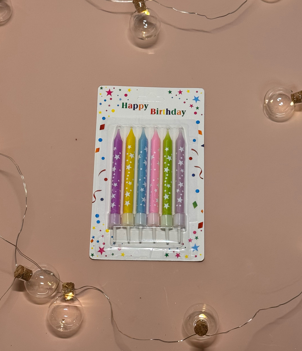 Набор свечей для торта «Нежность» цветные со звездами, 6 шт