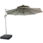 Зонт садовый складной с подставкой и подсветкой, круглый 300 см, бежевый