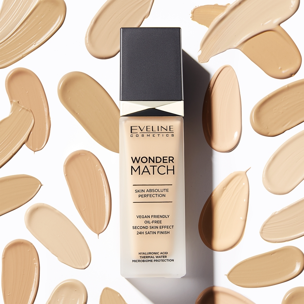 Eveline Cosmetics Wonder Match - Жидкая тональная основа длительного действия с гиалуроновой кислотой, 30 ml