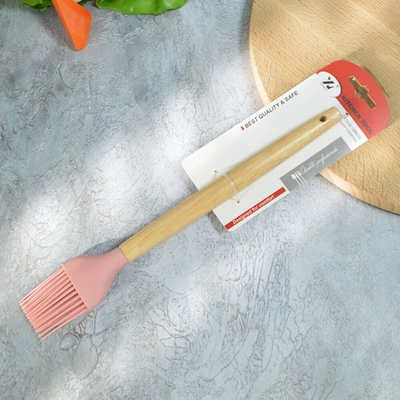 Кисточка силиконовая с деревянной ручкой, 27*3.6см