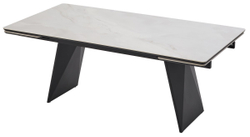 Стол ШЕРЛ  200 CRYSTAL ONIX BIANCO, керамика / Черный каркас М-City