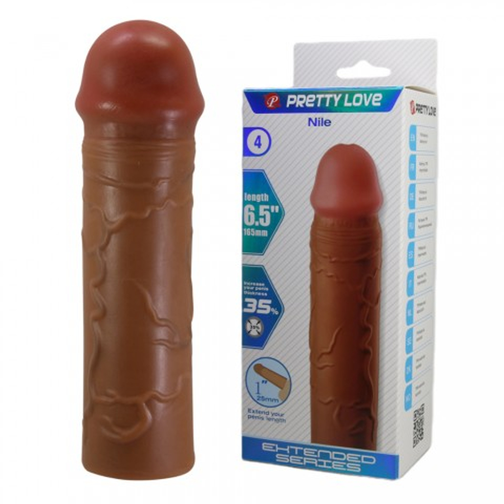 Реалистичная насадка на пенис Nile (16,5 см) коричневая