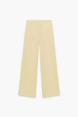 ZARA ШИРОКИЕ БРЮКИ ИЗ ТВИЛА, ЖЕЛТЫЙ